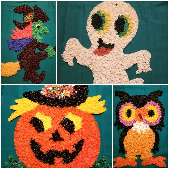 glitter plaques Other - 60s-70s Halloween themed Glitter Plaques